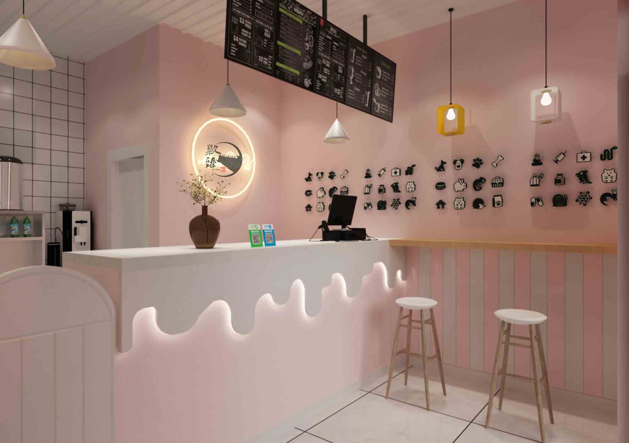 银川装修网甜心奶茶店设计|设计师所营造的气氛无不让人感觉舒适